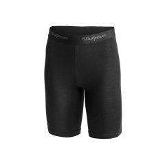 Framsida svart boxertrosa med extra långa ben i Woolpowers svalare material LITE. Namn på produkt Briefs Xlong W's LITE