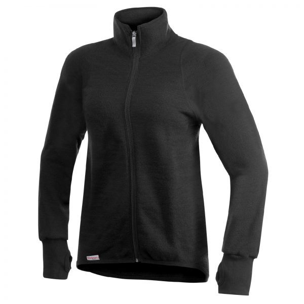 Framsida av svart mellanlager tröja med hög krage och långt blixtlås. Namn på produkt Full Zip Jacket 400