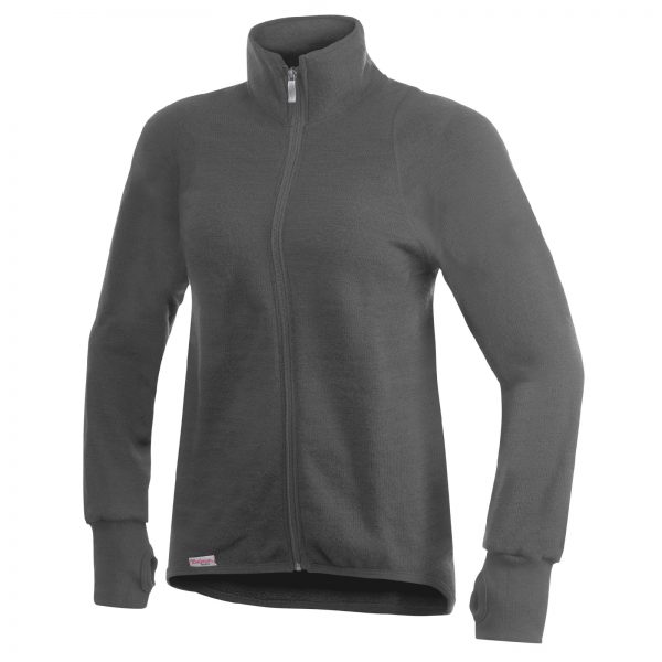 Framsida av grå mellanlager tröja med hög krage och långt blixtlås. Namn på produkt Full Zip Jacket 400